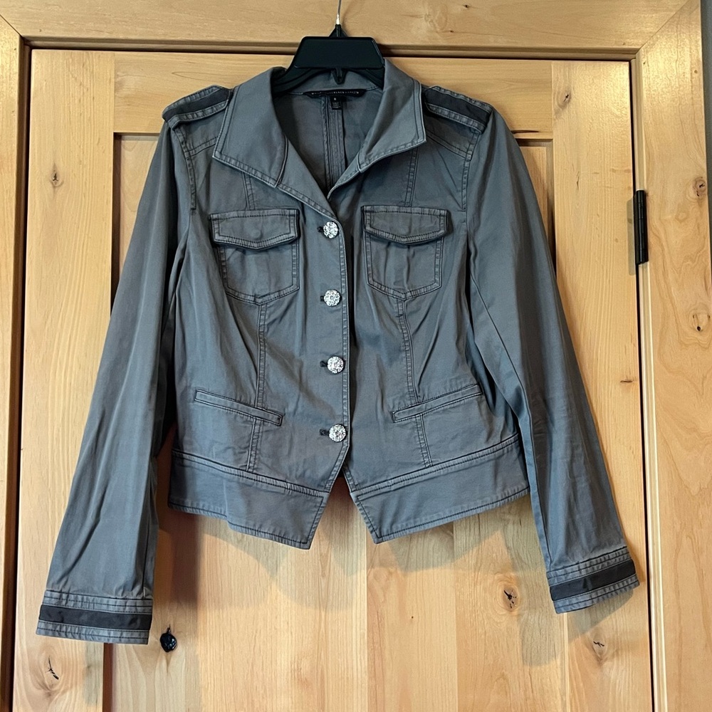 White House Black Market Grey Military Jacket, Size: 8